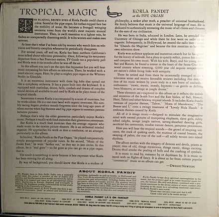 Image of Back Cover of 3824202E: LP - KORLA PANDIT, Tropical Magic (Fantasy ; 8034, US 1960s Reissue, Stickered Sleeve, Stereo) Strong VG, Edge Wear  VG+/VG