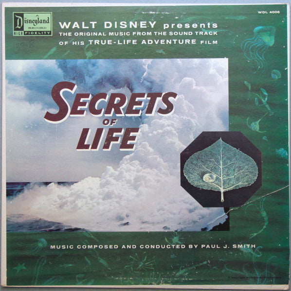 Image of Front Cover of 3824189E: LP - PAUL J. SMITH, Secrets Of Life (Original Music From The Soundtrack) (Disneyland ; WDL 4006, US 1956, Mono) Strong VG, Top Seam And Spine Split  G/VG