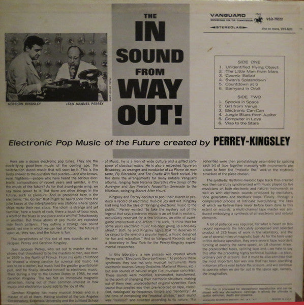 Image of Back Cover of 3824168E: LP - JEAN JACQUES PERREY AND GERSHON KINGSLEY, The In Sound From Way Out! (Vanguard; VSD-79222, US 1966, Stereo, Orange Labels With "Stereolab") Edge and Ring Wear  VG/VG