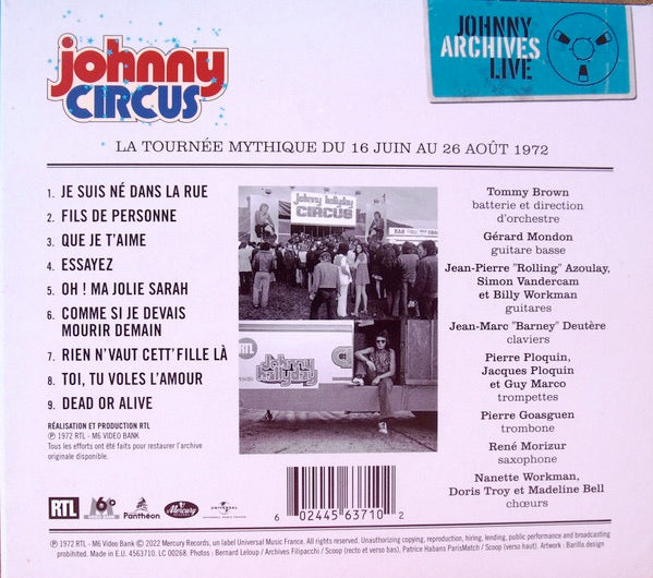 Image of Back Cover of 3814321C: CD - JOHNNY HALLYDAY, Johnny Circus (Label Panth on; 4563710, France 2022 Reissue, Digipak, Booklet)   VG+/VG+