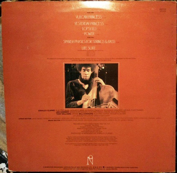 Image of Back Cover of LP - VG/VG - STANLEY CLARKE, Stanley Clarke (Nemperor Records ; K50101, UK Reissue, Blue & Purple Labels), Sleeve has wear and scuffs,  - 4316703C