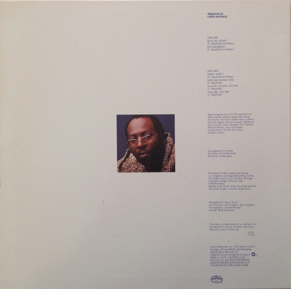 Image of Back Cover of LP - VG/VG - CURTIS MAYFIELD, Do It All Night (Curtom ; CUK 5022, US 1978), ,  - 2316236C