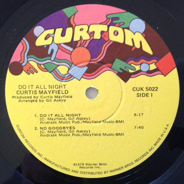 Image of Label Cover of LP - VG/VG - CURTIS MAYFIELD, Do It All Night (Curtom ; CUK 5022, US 1978), ,  - 2316236C
