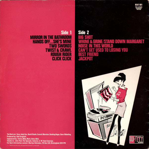 Image of Back Cover of LP - VG/VG - THE BEAT, I Just Can't Stop It (Go-Feet Records; BEAT 1, UK 1980, Inner, NO Marketed & Distributed by Arista Records on label. Prince Buster credit on labels. Arista Records under 1980), Light marks only,  - 4116258C