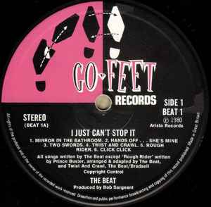Image of Label Cover of LP - VG/VG - THE BEAT, I Just Can't Stop It (Go-Feet Records; BEAT 1, UK 1980, Inner, NO Marketed & Distributed by Arista Records on label. Prince Buster credit on labels. Arista Records under 1980), Light marks only,  - 4116258C