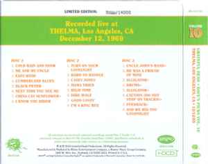 Image of Back Cover of 3834213E: 4xCD - GRATEFUL DEAD, Dave's Picks, Volume 10 (Thelma, Los Angeles, CA 12/12/69) / Dave's Picks 2014 Bonus Disc (Rhino Records; R2-541134, US 2014, Quadruple Digipak, Booklet, Limited Edition, Number 12592/14000)   EX/EX