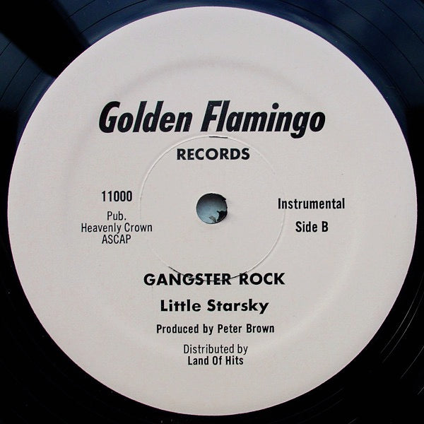 Image of Back Cover of 3914057C: 12" - LITTLE STARSKY, Gangster Rock (Golden Flamingo Records; 11000, US 1980, Misprint) Light marks only.  /VG