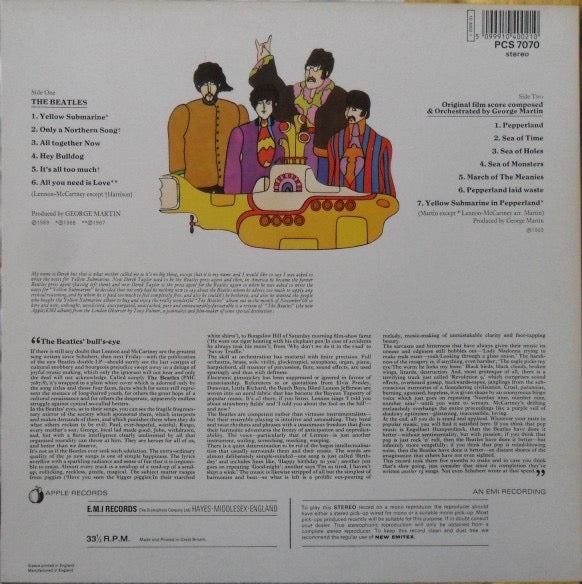 Image of Back Cover of LP - VG+/VG+ - THE BEATLES, Yellow Submarine (Apple Records; PCS 7070, UK 1980s Reissue, Barcode), ,  - 2516131C