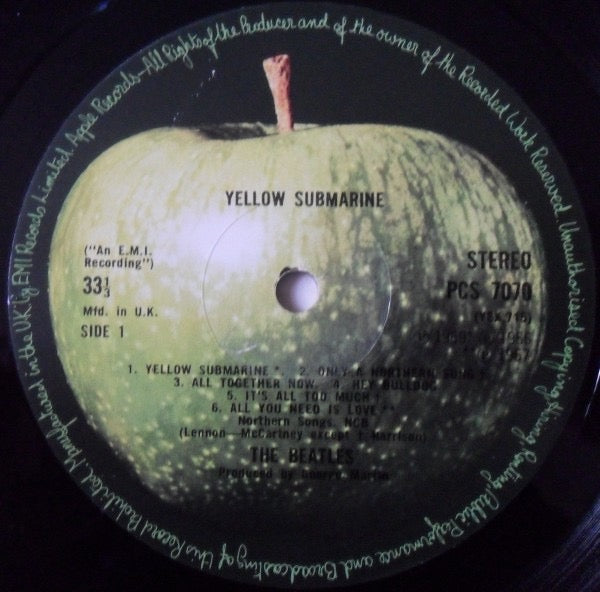 Image of Label Cover of LP - VG+/VG+ - THE BEATLES, Yellow Submarine (Apple Records; PCS 7070, UK 1980s Reissue, Barcode), ,  - 2516131C