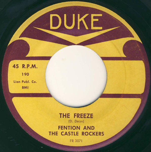 Image of Front Cover of 3914046C: 7" - FENTON AND THE CASTLE ROCKERS / DAVID DEAN'S COMBO, The Freeze / Double Freeze (Duke; 190, US 1958, Plain sleeve) Marks on vinyl.  /G+