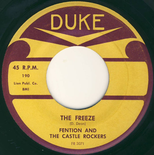 Image of Front Cover of 3914046C: 7" - FENTON AND THE CASTLE ROCKERS / DAVID DEAN'S COMBO, The Freeze / Double Freeze (Duke; 190, US 1958, Plain sleeve) Marks on vinyl.  /G+