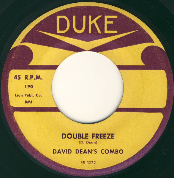 Image of Back Cover of 3914046C: 7" - FENTON AND THE CASTLE ROCKERS / DAVID DEAN'S COMBO, The Freeze / Double Freeze (Duke; 190, US 1958, Plain sleeve) Marks on vinyl.  /G+