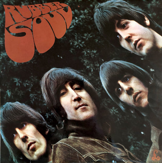 Image of Front Cover of 3824364E: LP - THE BEATLES, Rubber Soul (Parlophone; PMC 1267, UK 1965, Front Lamimnated Flipback Sleeve, Mono. "Loud Cut". K/T tax code) Sleeve top right and bottom right is missing - looks like a bit is bitten off on both corners.Vinyl has many light marks.  G+/G+