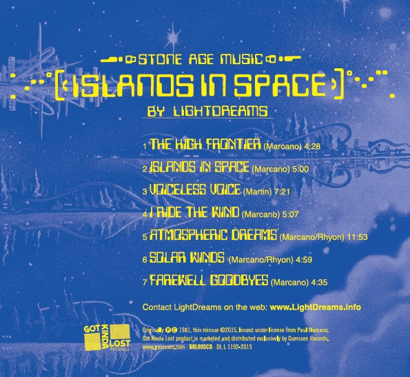 Image of Back Cover of 3934034E: CD - LIGHTDREAMS, Islands In Space (Got Kinda Lost Records; GKL005CD, Spain 2016, Jewel Case)   VG+/VG+