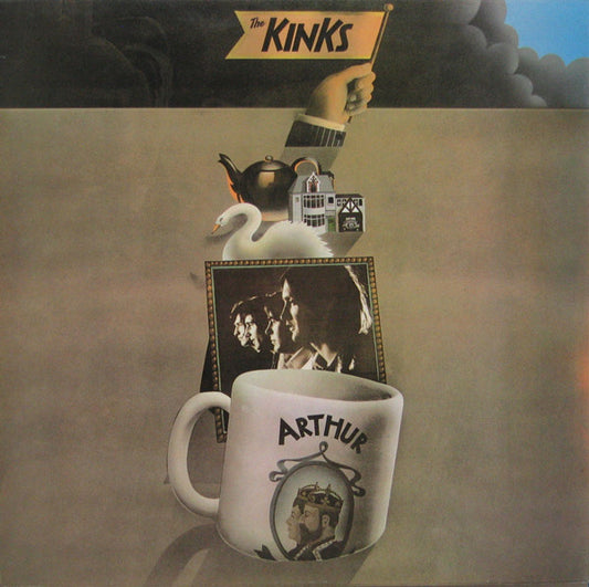 Image of Front Cover of 3924026E: LP - THE KINKS, Arthur Or The Decline And Fall Of The British Empire (Pye Records - B&W label; NPL 18317, UK 1980 Reissue, Front Laminated) Vinyl is lovely and glossy. Sleeve has very slight ringwear visible on back and a few small creases to laminate.   VG+/VG+