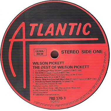 Image of Label Cover of LP - VG/VG - WILSON PICKETT, The Best Of Wilson Pickett (Atlantic ; 780 170-1, Europe 1984, Inner), ,  - 3826230E