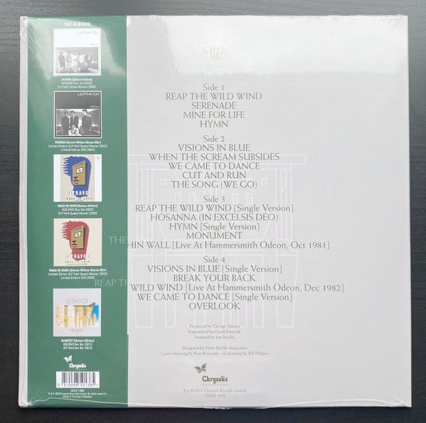 Image of Back Cover of 3914221C: 2xLP - ULTRAVOX, Quartet (Chrysalis Catalogue; CDLH 1394, Worldwide 2023 Reissue, Insert) Still In Shrinkwrap, Pressing Flaw On B3 Clicks  VG+/VG