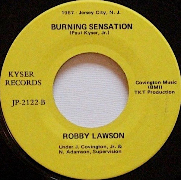 Image of Back Cover of 3914424C: 7" - ROBBY LAWSON, I Have Searched / Burning Sensation (Kyser Records; JP-2122, US Reissue, Plain Sleeve)   /VG+