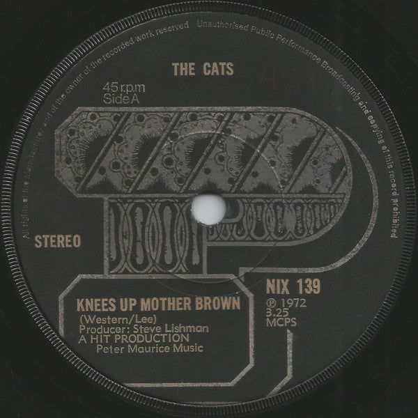 Image of Front Cover of 3914507C: 7" - THE CATS, Knees Up Mother Brown / Rubbish (Phoenix ; NIX 139, UK 1972, Solid Centre)   /VG+