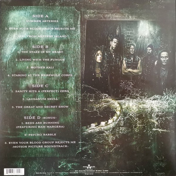 Image of Back Cover of 3914497C: LP - DEVILMENT, The Great And Secret Show (Nuclear Blast Entertainment; NB 3395-1, Europe 2014, Gatefold, 2 Inners)   VG+/VG+