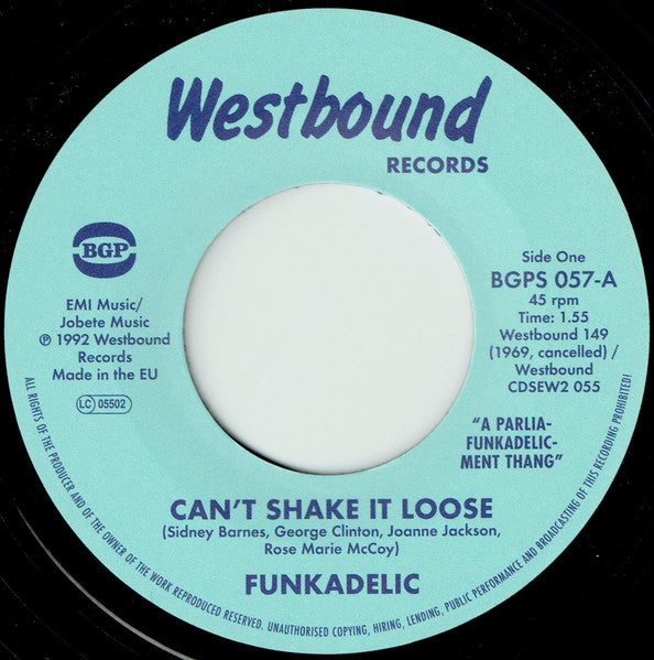 Image of Front Cover of 3954087S: 7" - FUNKADELIC, Can't Shake It Loose / I'll Bet You (BGP Records; BGPS 057, UK 2017)   /VG+