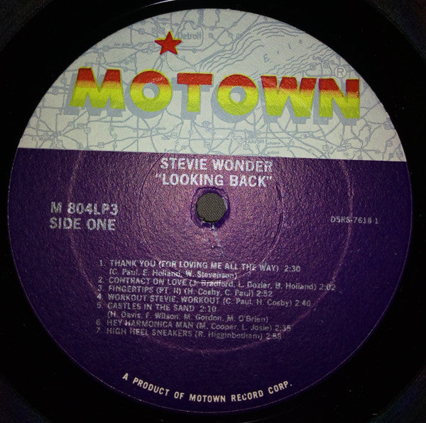 Image of Label Cover of 3xLP - VG/VG - STEVIE WONDER, Looking Back (Motown; M 804LP3, US 1977, Gatefold, PRC Pressing), ,  - 3626111E