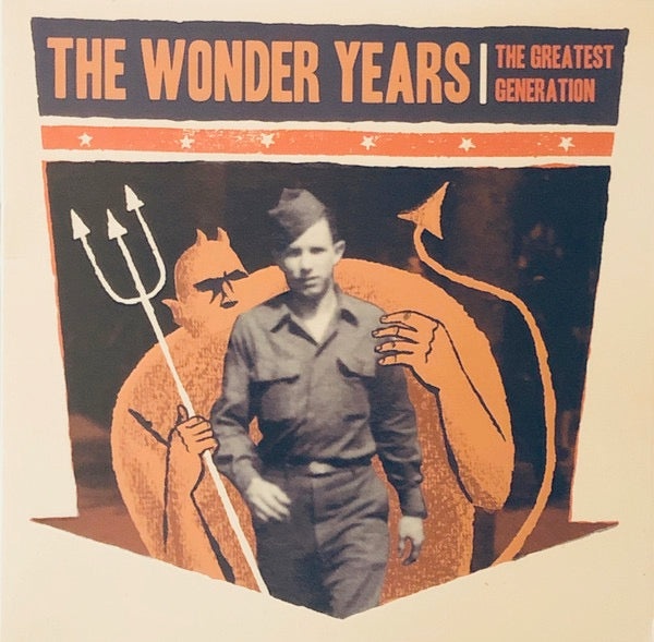 Image of Front Cover of 3914565C: LP - THE WONDER YEARS, The Greatest Generation (Hopeless Records; HR771-1, UK 2013, Insert, Orange Marbled Vinyl) Slight sleeve wear, Corner bump  VG/VG+