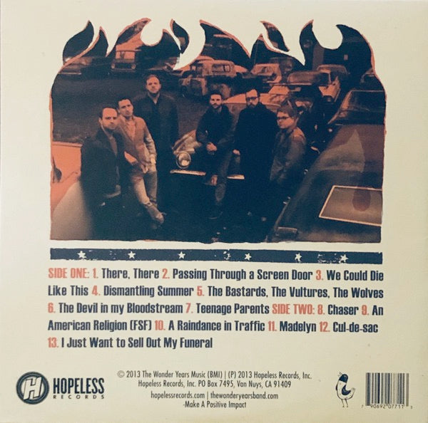 Image of Back Cover of 3914565C: LP - THE WONDER YEARS, The Greatest Generation (Hopeless Records; HR771-1, UK 2013, Insert, Orange Marbled Vinyl) Slight sleeve wear, Corner bump  VG/VG+