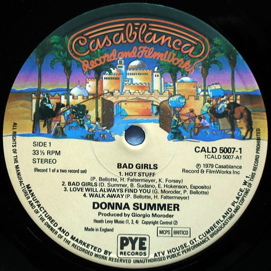 Image of Label Cover of 2xLP - VG/VG+ - DONNA SUMMER, Bad Girls (Casablanca; CALD 5007, UK 1979, Gatefold, 2 Inners), ,  - 3626398E