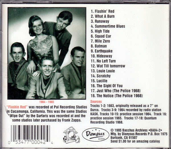 Image of Back Cover of 3914596C: CD - THE ESQUIRES, Flashin' Red (Bacchus Archives; BA04-2, US 1995 Reissue, Jewel Case)   VG/VG+