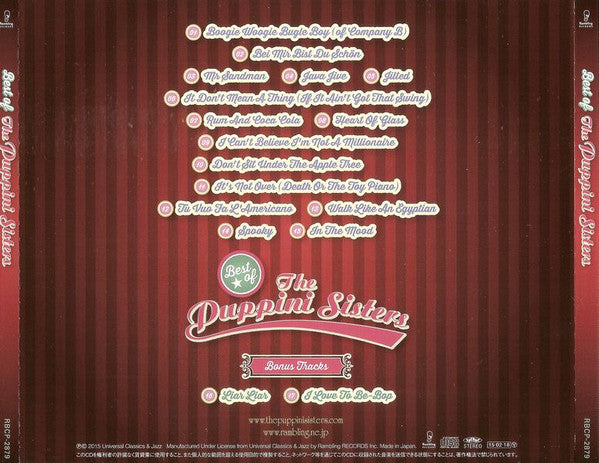 Image of Back Cover of 4034046E: CD - THE PUPPINI SISTERS            *, Best of The Puppini Sisters                    (Rambling Records; RBCP-2879, Japan , Jewel Case)   VG+/VG+