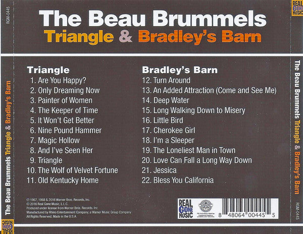 Image of Back Cover of 4054003S: CD - THE BEAU BRUMMELS, Triangle & Bradley's Barn (Real Gone Music ; RGM-0445, US 2016)   VG+/VG+