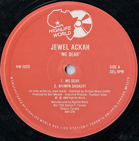 Image of Label Cover of LP - VG/VG - JEWEL ACKAH, Me Dear (Highlife World; HW-2020, Canada 1989), ,  - 3146184S