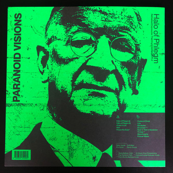 Image of Back Cover of 4014101C: LP - PARANOID VISIONS, Halo Of Phlegm (FOAD Records; FOAD 2202, Ireland 2022, Inside Printed Sleeve, 2 Inserts, Luminescent Vinyl, Limited To 300)   EX/EX