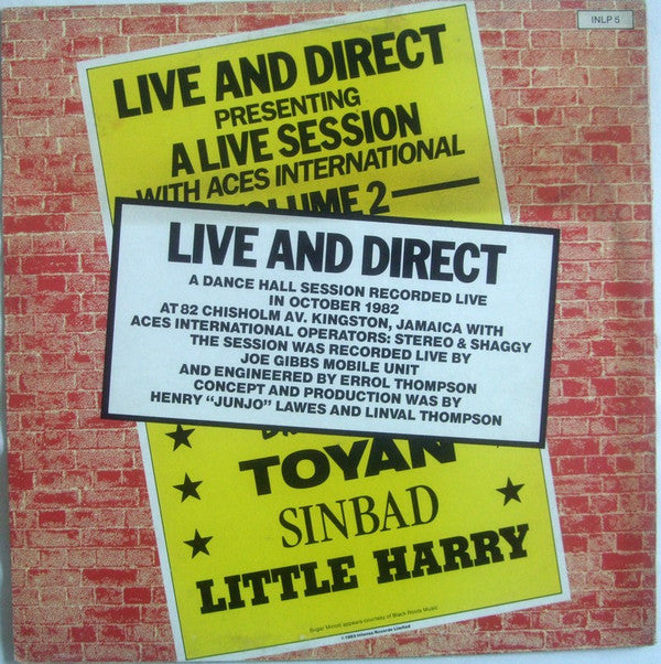 Image of Back Cover of 1514484C: LP - VARIOUS ARTISTS, Live And Direct Presenting A Live Session With Aces International - Volume 2 (Intense; INLP 5, UK 1983)   EX/VG+