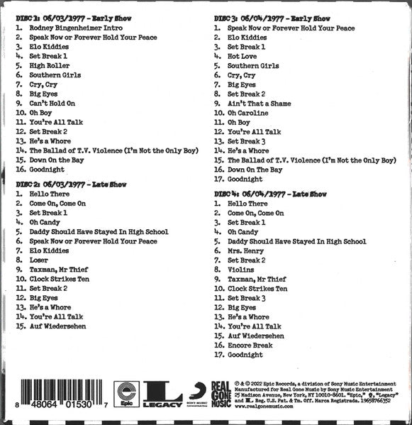 Image of Back Cover of 3039069E: 4xCD - CHEAP TRICK, Live At The Whisky 1977 (Real Gone Music; RGM-1530, US 2022, Box Set, 3 Inners + booklet) Small marks on disc 2   VG+/VG