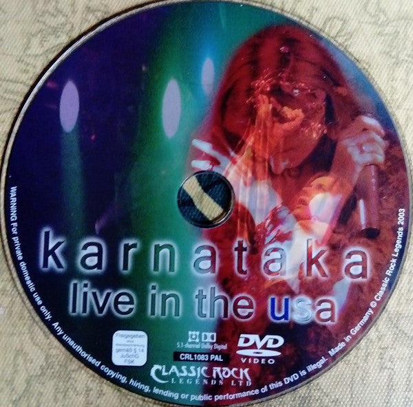 Image of Label of 4035085E: DVD - KARNATAKA, Live In The USA (Classic Rock Legends; CRL 1083 PAL, Germany 2003, DVD Case) Disc is marked   VG+/G