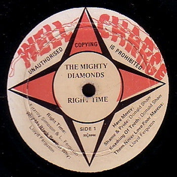 Image of Front Cover of 4024218E: LP - THE MIGHTY DIAMONDS, When The Right Time Come (I Need A Roof) (Well Charge; JOE JOE 101, Jamaica 1976, Plain Sleeve) Looks trashed, covered in marks and scuffs. Plays much better than it looks.  /G