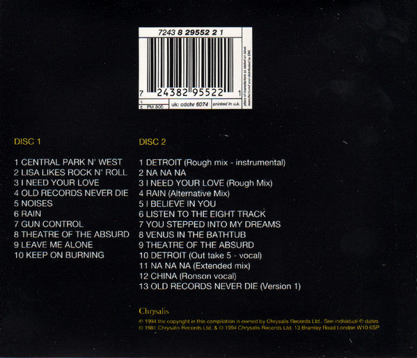 Image of Back Cover of 4054064S: CD - IAN HUNTER, Short Back N' Sides (Chrysalis; 7243 8 29552 2 1, UK 1994, Jewel Case)   VG+/VG+