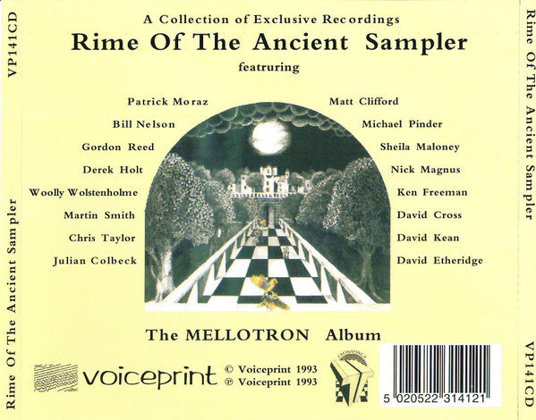 Image of Back Cover of 4054066S: CD - VARIOUS, The Mellotron Album - Rime Of The Ancient Sampler (Voiceprint; VP141CD, UK 1993, Jewel Case)   VG/VG+