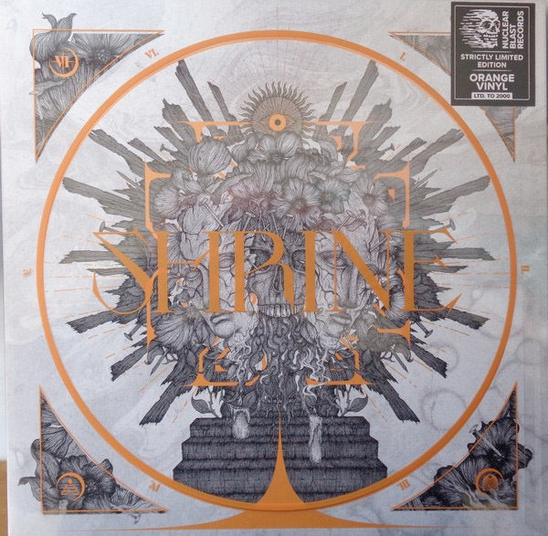 Image of Front Cover of 4014485C: 2xLP - BLEED FROM WITHIN, Shrine (Nuclear Blast; 6183-1, Europe 2022, Gatefold, Insert, Orange Vinyl) minor seam split on top of sleeve. minor corner bumps.  VG/VG+