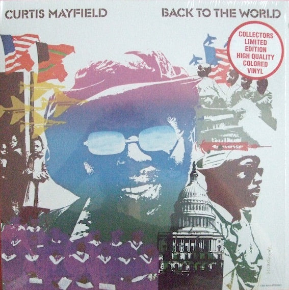 Image of Front Cover of 4014503C: LP - CURTIS MAYFIELD, Back To The World (Rhino Records; R1 573931, Europe 2010s Reissue, Gatefold)   VG+/VG+