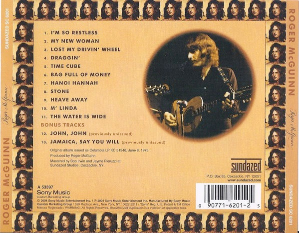 Image of Back Cover of 4014468C: CD - ROGER MCGUINN, Roger McGuinn (Sundazed Music; SC 6201, US 2004 Reissue, Jewel Case)   VG+/VG+