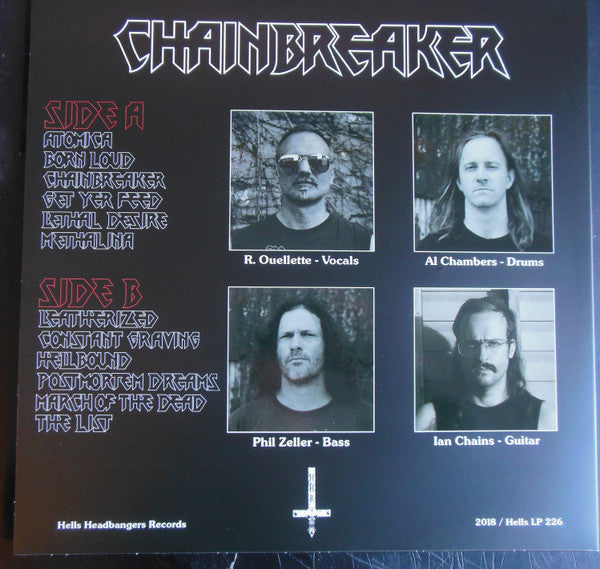 Image of Back Cover of 4044452S: 12" - CHAINBREAKER, Lethal Desire (Hells Headbangers; Hells LP 226, Canada 2018, Black Inner and Insert) With stickered plastic sleeve.  VG+/VG+