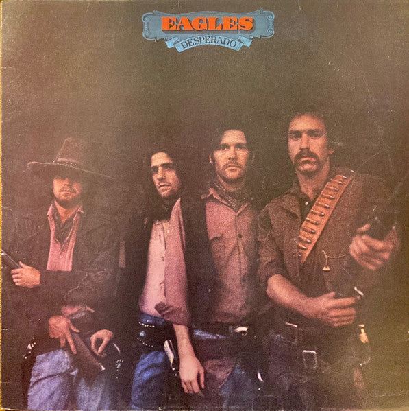 Image of Front Cover of LP - G/VG - EAGLES, Desperado (Asylum Records; SYL 9011, UK 1973, Gramophone Rimtext, "EAGLES SIDE ONE" matrix), Heavy ringwear and edgewear. Record has several marks. ,  - 4326119E
