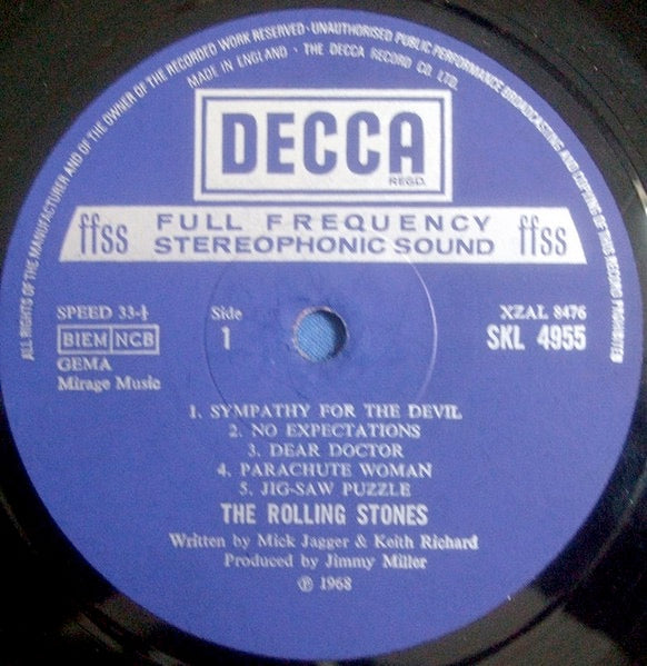 Image of Label Cover of LP - VG/VG - THE ROLLING STONES, Beggars Banquet (Decca; SKL 4955, UK 1975 Reissue, Gatefold, Blue Decca Innert), ,  - 3626457E