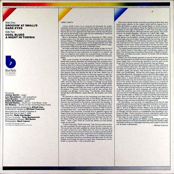Image of Back Cover of LP - VG/VG - JIMMY SMITH, Cool Blues (Blue Note; LT-1054, US 1980, Company Inner), ,  - 3126217E