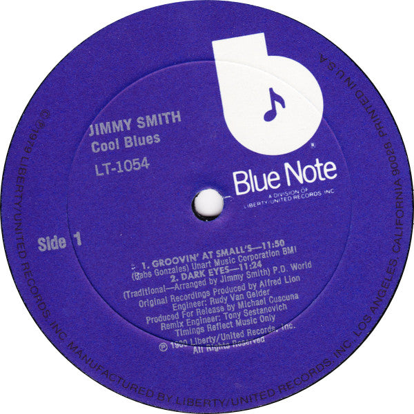 Image of Label Cover of LP - VG/VG - JIMMY SMITH, Cool Blues (Blue Note; LT-1054, US 1980, Company Inner), ,  - 3126217E