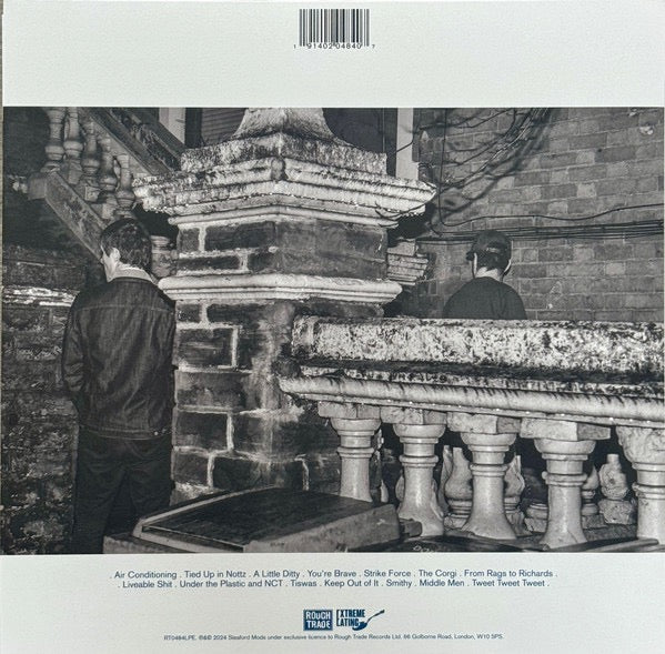 Image of Back Cover of 4644130S: LP - SLEAFORD MODS, Divide And Exit (Rough Trade; RT048LPE, UK & US 2024 Reissue, Gatefold, Booklet & Inner, Red vinyl with white flexi 7") Opened instore. Cover in shrink with hype sticker.  EX/EX