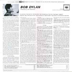 Image of Back Cover of 4144049S: LP - BOB DYLAN, Bob Dylan (Columbia; CS 8579, Europe 2017 Reissue, 180 Gram Vinyl) Opened Instore, Still In Shrinkwrap  VG+/VG+